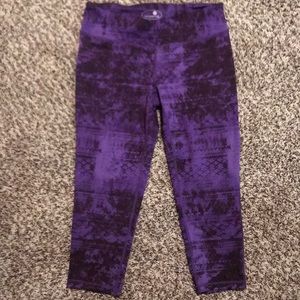 Tangerine Purple and Black Capri Length Leggings